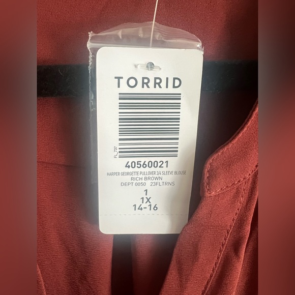 NWT Harper Georgette pullover 3/4 sleeve top…Rich Brown…size 1. - Picture 6 of 6